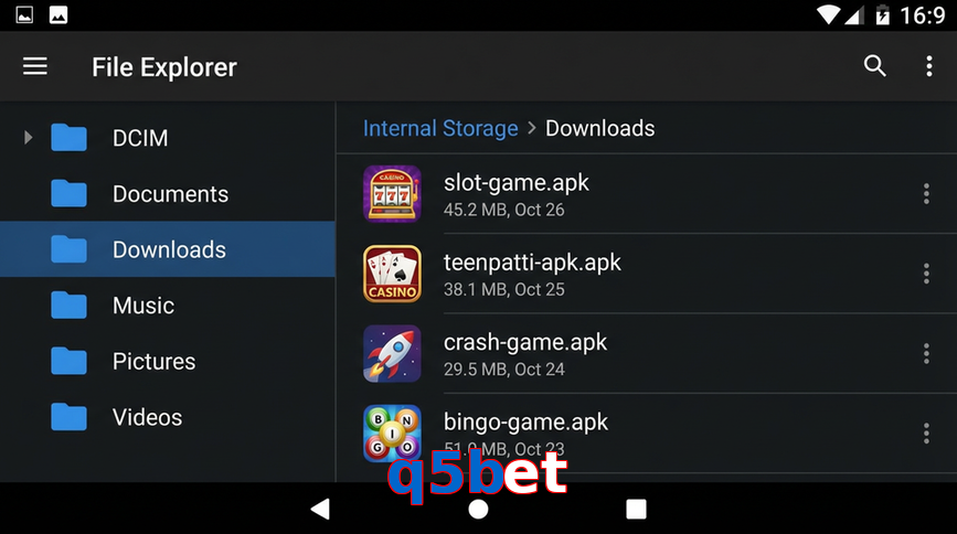 Main screen of Q5bet gameapk page for PK players
